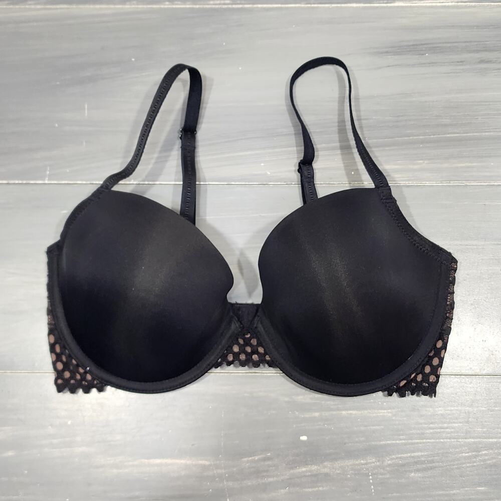 B.Tempt'd Underwire Bra Tied In‎ Dots T-Shirt Bra 953228 Black 32D